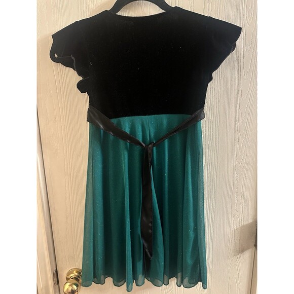 Girls Speechless Green Black Velvet Top Sparkle Christmas Dress Size 7 - Picture 3 of 3